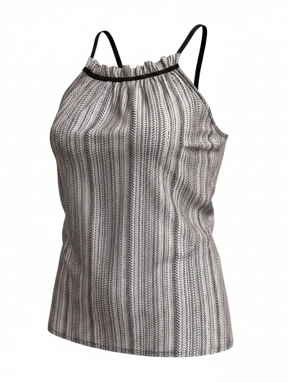 Women's Black & Neutral Striped Halter Cami Top